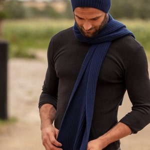 Mens Cashmere scarf, luxury ribbed cashmere scarf image 2