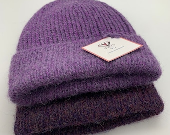 Unisex alpaca cashmere beanie hat - purple beanie, knitted beanie hat, cashmere hat, mens cashmere beanie, alpaca beanie, mens alpaca beanie