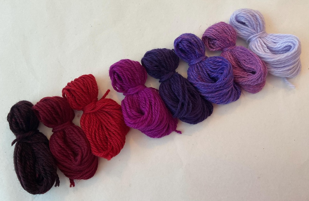 Pure Cashmere Darning Yarn in Various Shades of Purple, Through ...