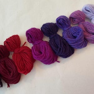 Hilo de zurcir de cachemira pura en varios tonos de morado, pasando por burdeos hasta hilo lila, hilo de cachemira, hilo de zurcir, reparación de cachemira