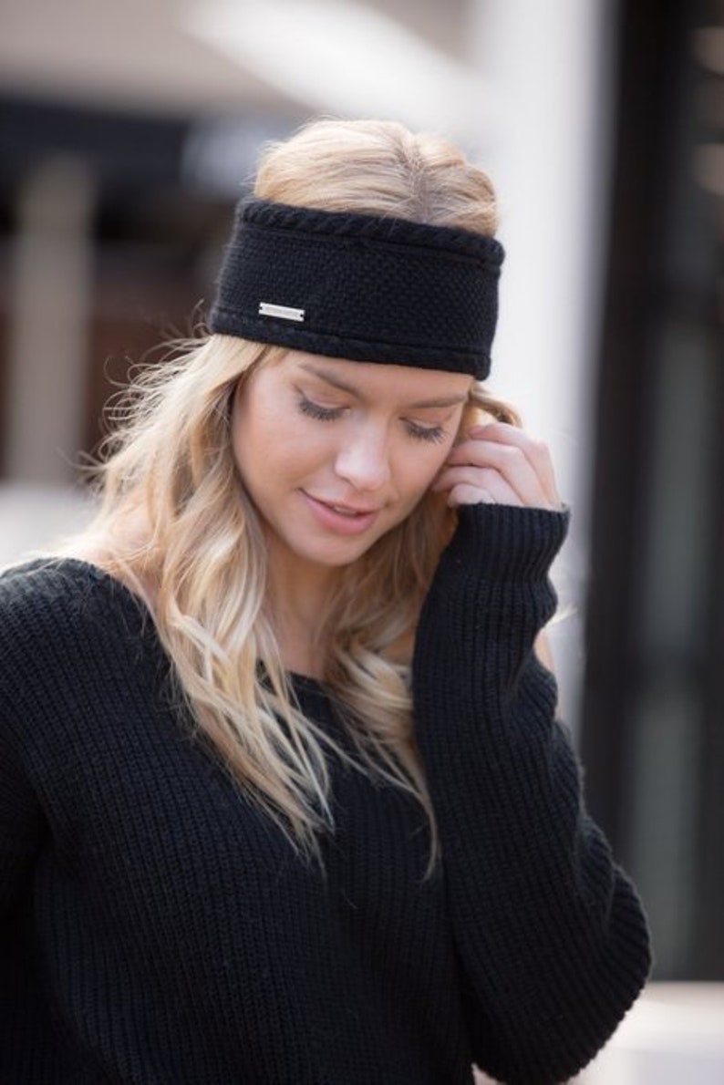 Ladies Black Cashmere Ear Warmer / Headband Etsy UK