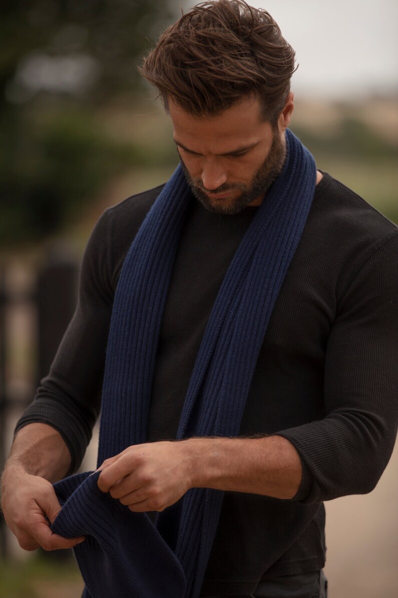 Mens Cashmere scarf, luxury ribbed cashmere scarf image 3