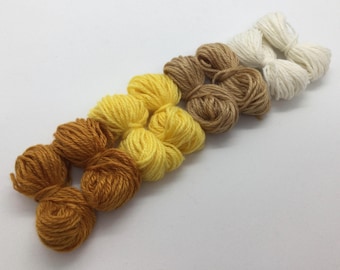 Pure cashmere darning yarn in various shades of yellow, yellow thread, cashmere thread, darning thread, cashmere repair