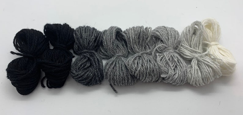 Pure cashmere darning yarn in various shades of black, through greys to cream thread, cashmere thread, darning thread, cashmere repair zdjęcie 8