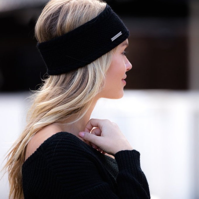 Ladies Black Cashmere Ear Warmer / Headband Etsy UK