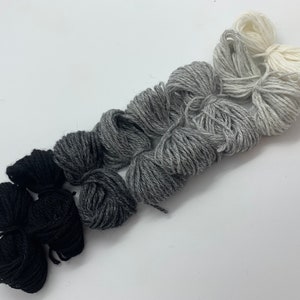 Pure cashmere darning yarn in various shades of black, through greys to cream thread, cashmere thread, darning thread, cashmere repair zdjęcie 6