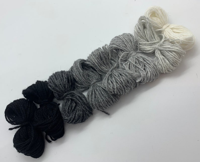 Pure cashmere darning yarn in various shades of black, through greys to cream thread, cashmere thread, darning thread, cashmere repair imagem 6