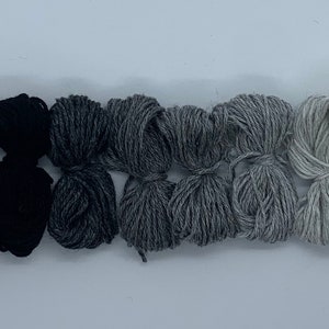 Pure cashmere darning yarn in various shades of black, through greys to cream thread, cashmere thread, darning thread, cashmere repair zdjęcie 4