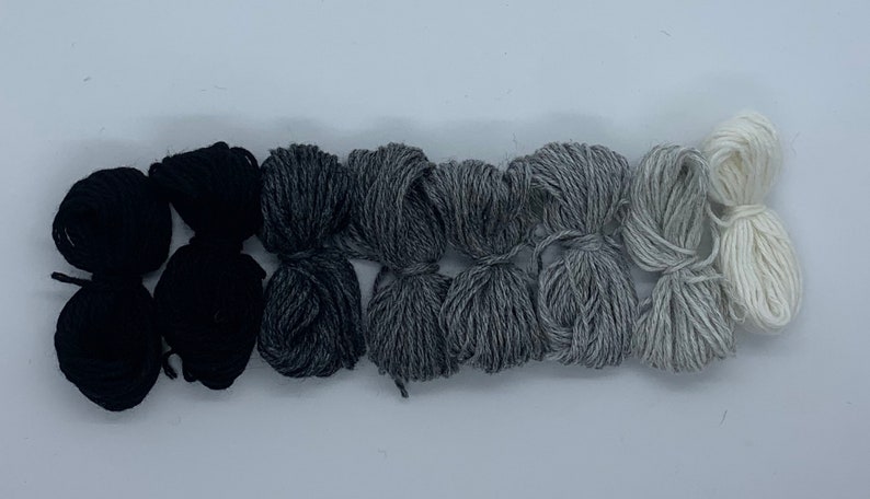 Pure cashmere darning yarn in various shades of black, through greys to cream thread, cashmere thread, darning thread, cashmere repair imagem 4