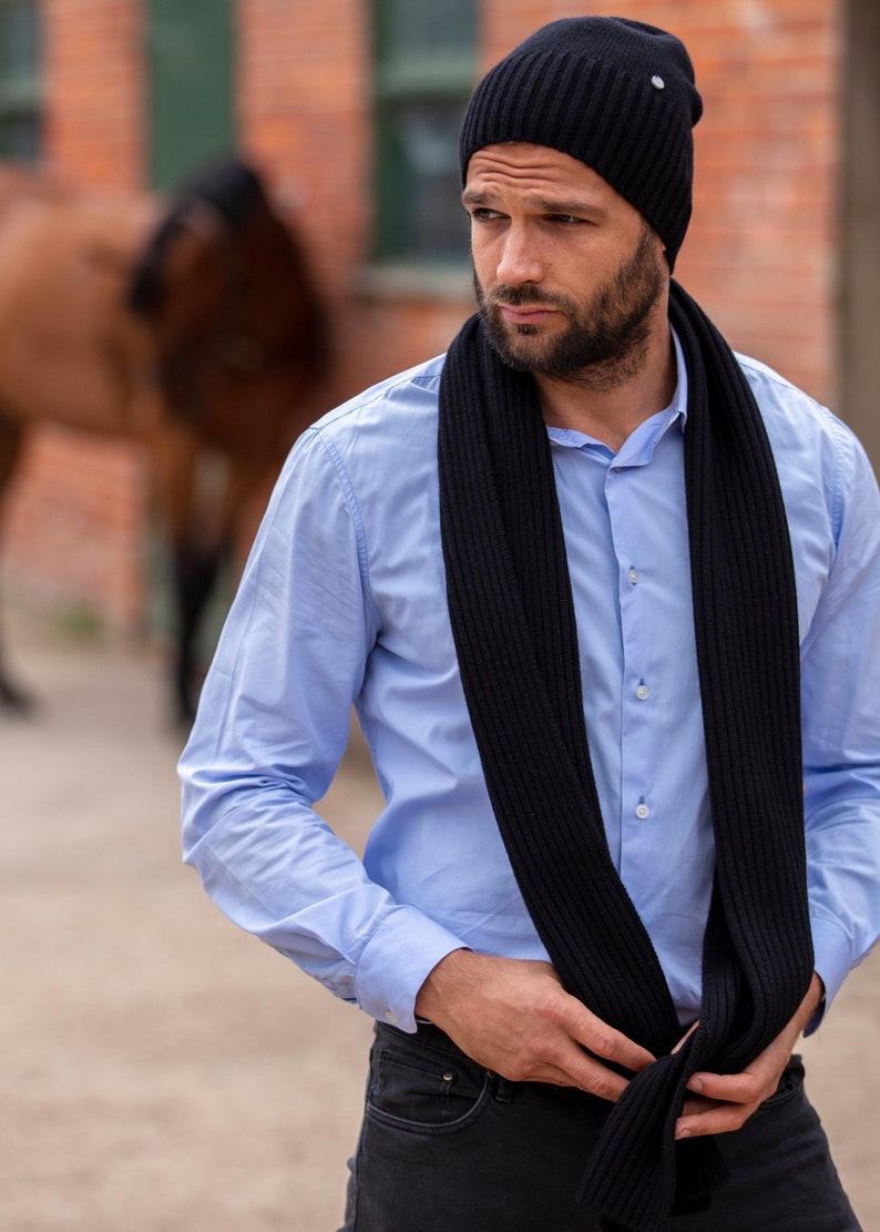 Mens Cashmere scarf, luxury ribbed cashmere scarf image 5