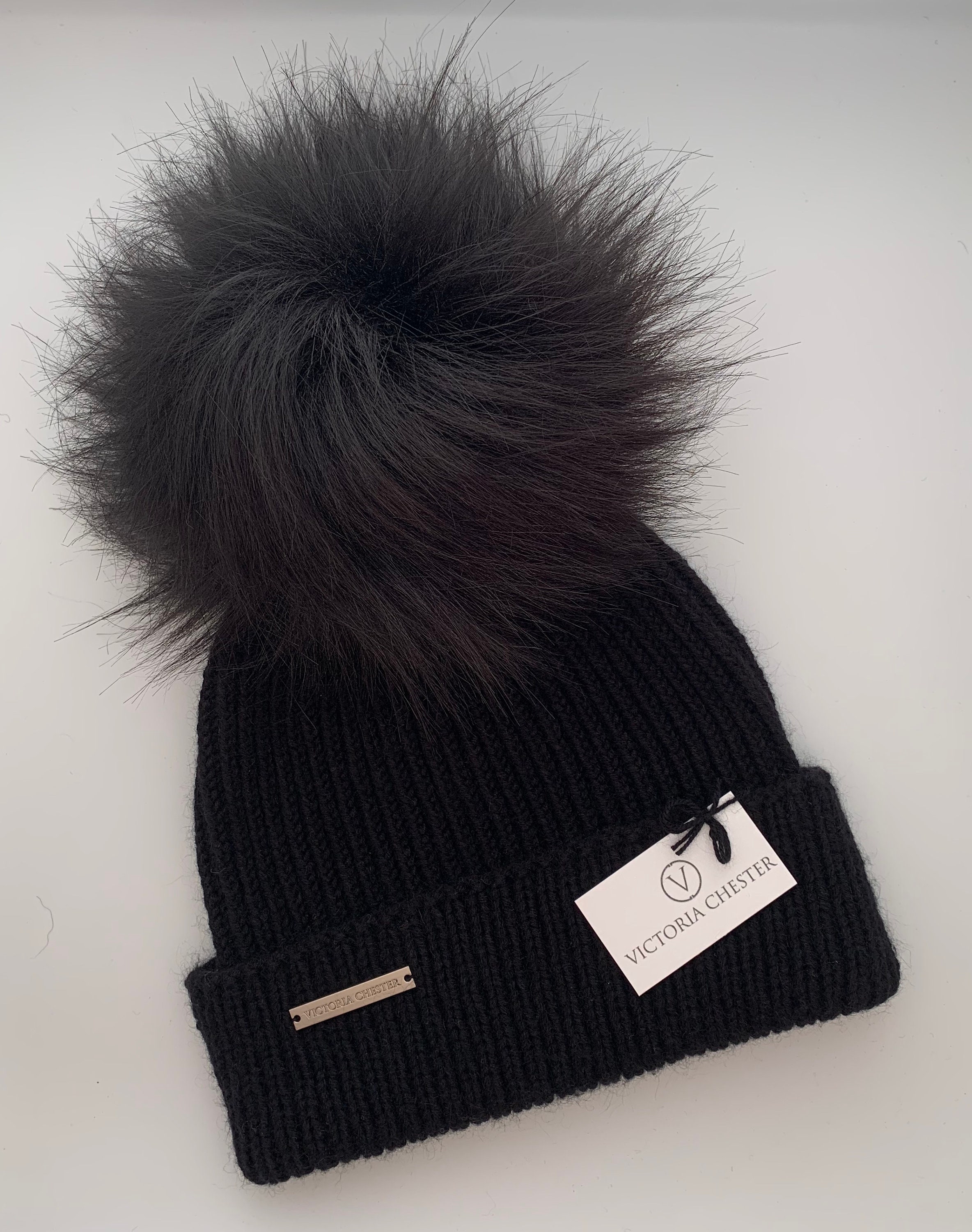 Pure Cashmere Pom Pom Beanie Hat