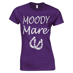 Moody Mare t-shirt VERY SPARKLY GLITTER horse riding equestrian leisure wear sizes S-2XL fitted woman&#39;s  girls t-shirt horse lovers gift