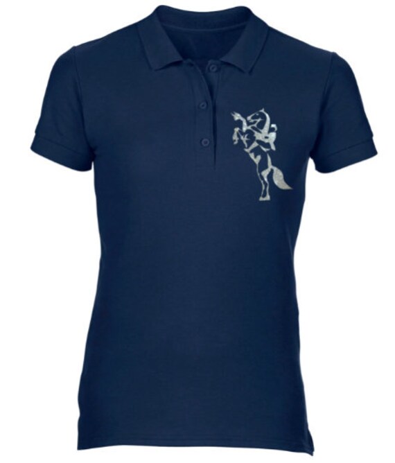 Equestrian Leisure Wear Equine Horse Riding Ladies Polo Shirt Dressage Rearing Cob Silhouette Very Sparkly Glitter Print Gift Etsy UK
