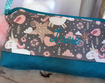 Trousse écolière  personnalisée thème licorne