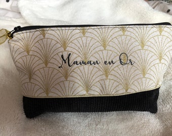 Personalized toiletry bag MOM in GOLD personalized gift women's toiletry bag