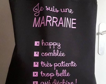 Totebag " Je suis une super marraine "