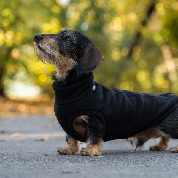 90% cotton - Sweatshirt for Dachshund - dachshund sweater - BLACK