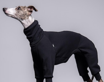 90% Cotton Whippet Jumpsuit – Whippet Clothing Onesie, Sighthound Overall, Black