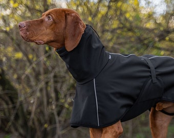 Softshell - Coat for Vizsla with Reflectors - vizsla clothes - BLACK