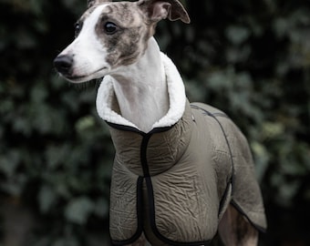 Abrigo para Whippet con reflectores - ropa de Whippet - KHAKI