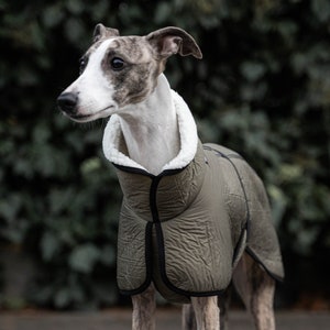 Abrigo para Whippet con reflectores - ropa de Whippet - KHAKI