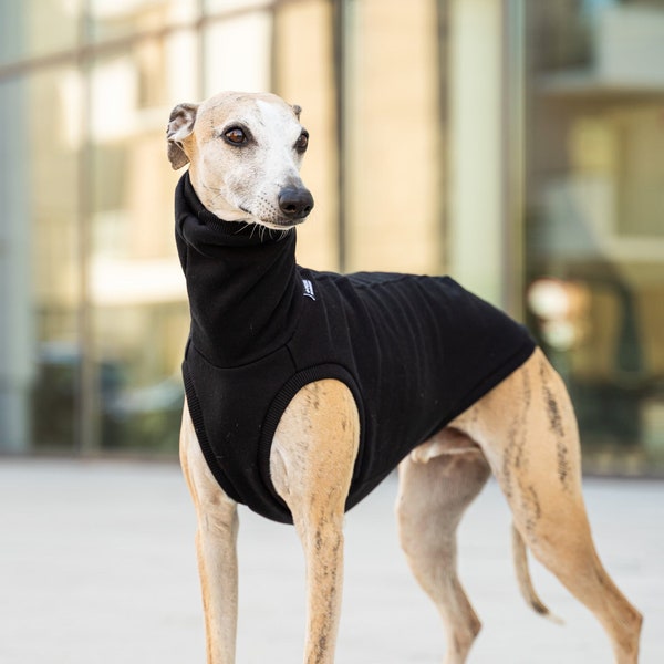 90% Baumwolle - Sweatshirt für Whippet - Whippet Kleidung - Schwarz