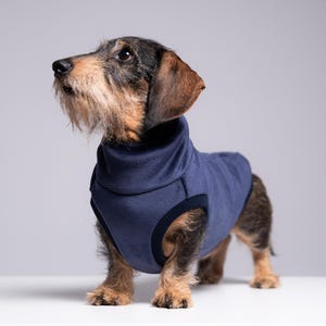 Velvet Fleece Dachshund Jumper – Sausage Dog Sweater, Doxie Clothes, Navy Blue