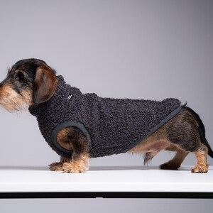 75% Wool Dachshund Jumper – Sausage Dog Sweater, Doxie Clothes, Graphite image 4