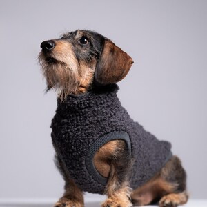 75% Wool Dachshund Jumper – Sausage Dog Sweater, Doxie Clothes, Graphite image 3