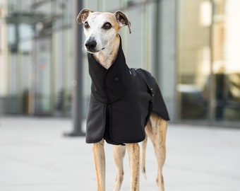 Softshell - Cappotto per Whippet con catarifrangenti - abbigliamento per whippet - NERO