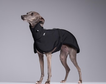 Softshell - Coat for Iggy with reflectors - italian greyhound clothes - Black
