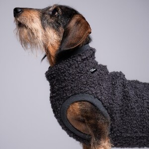 75% Wool Dachshund Jumper – Sausage Dog Sweater, Doxie Clothes, Graphite image 5