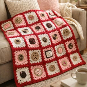 Crochet Cookies Blanket Pattern PDF – Cute Granny Square Blanket – Beginner Friendly Baby or Throw Blanket –  Food Theme Crochet Pattern