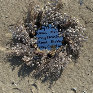 Coastal wreath, shell mirror, beach wreath, Oyster shell wreath, wreath with mirror