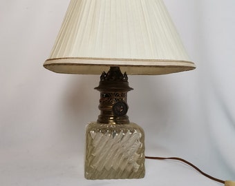 Antique glass and copper table lamp converted oil lamp R Ditmar Wien Sonnenbrenner 1880s Glass table lamp with glass base | Table lamp