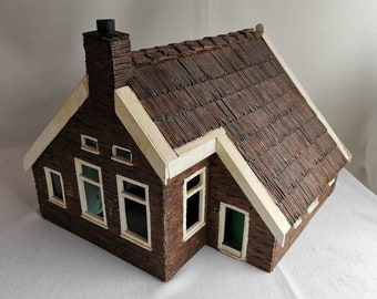Vintage match farm 1950s Miniature Dutch farmhouse made from matches | Folk art Dutch farm of match wood | Miniature Dutch house matchstick