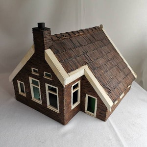Vintage match farm 1950s Miniature Dutch farmhouse made from matches | Folk art Dutch farm of match wood | Miniature Dutch house matchstick