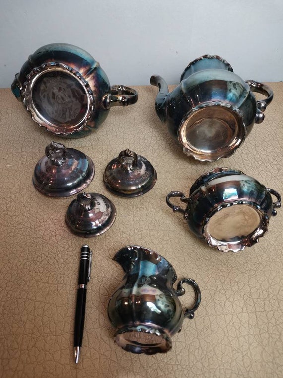 アンティーク・ヴィンテージ・4点・銀製ベルギー・コーヒー紅茶シュガー アンティーク・ヴィンテージ・4点・銀製ベルギー・紅茶・コーヒー