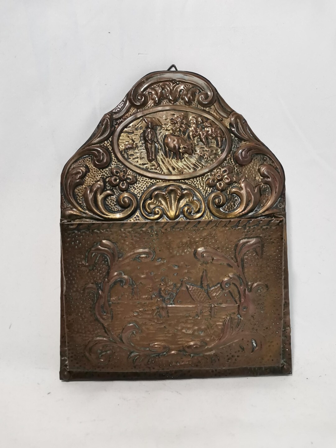 Cow Letter Rack Antique Copper Letter Holder or Mail Holder 1900s Art Nouveau Mail ...