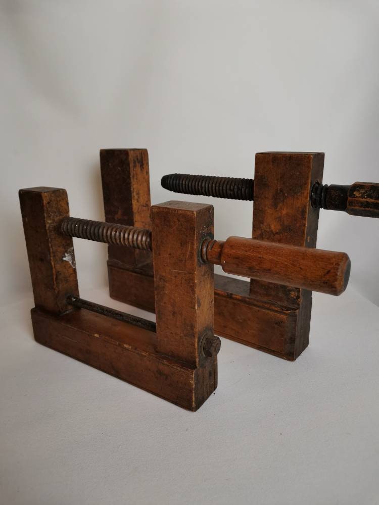 Set of Antique Oak Wood Glue Clamps 1920s Antique Clamps Etsy
