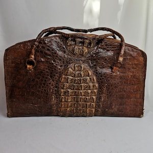 Antieke handgemaakte lederen tas 1920s Decoratieve reistas | Grote leren tas | Antieke leder reistas | Decoratieve reistas koffer