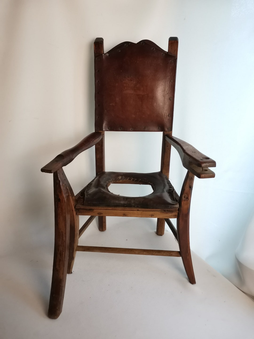 Antique Commode Chair for Children Made of Wood and Leather Etsy