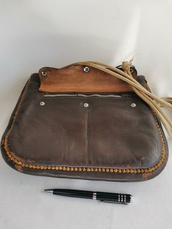 アンティークカバン Antique Moroccan Leather Bag With Embroidery 1940s Hand