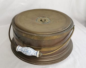 アンティーク銅製足湯器（湯たんぽ付き）1880年代 アンティーク丸型