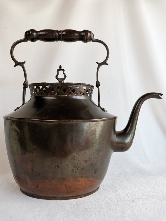 Antique Copper Victorian Teapot 1880s Decorative Tea Kettle