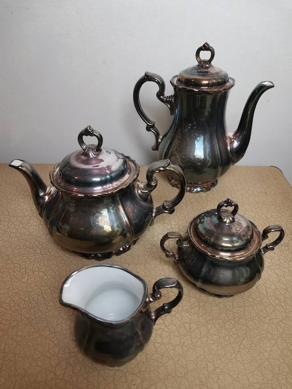 アンティーク・ヴィンテージ・4点・銀製ベルギー・コーヒー紅茶