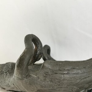 Antique pewter ashtray with two swans 1900s Art Nouveau | Decorative ashtray | Antique pewter swan ashtray | Art Nouveau swan dish image 11