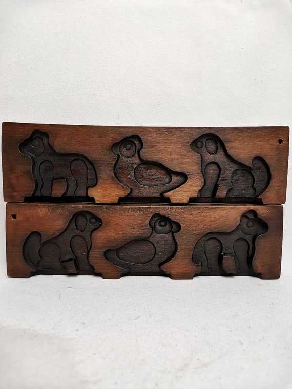 Vintage Confectionery Board With Farm Animals 1950s Carved Wood 