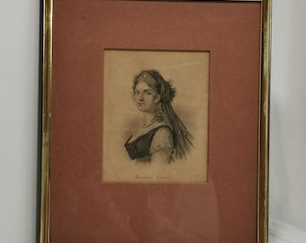 Antiker Druck Königin Louise von Mecklenburg Strelitz im Rahmen 1880er Jahre Antiker gerahmter Druck Louise | Antikes Porträt von Königin Louise