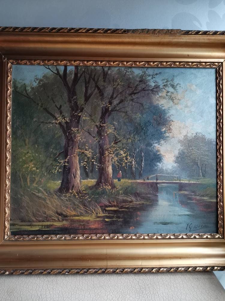 Large Antique Original Oil Painting Forest View Autumn Forest - Etsy